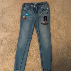 Mildly worn patch Jeans
